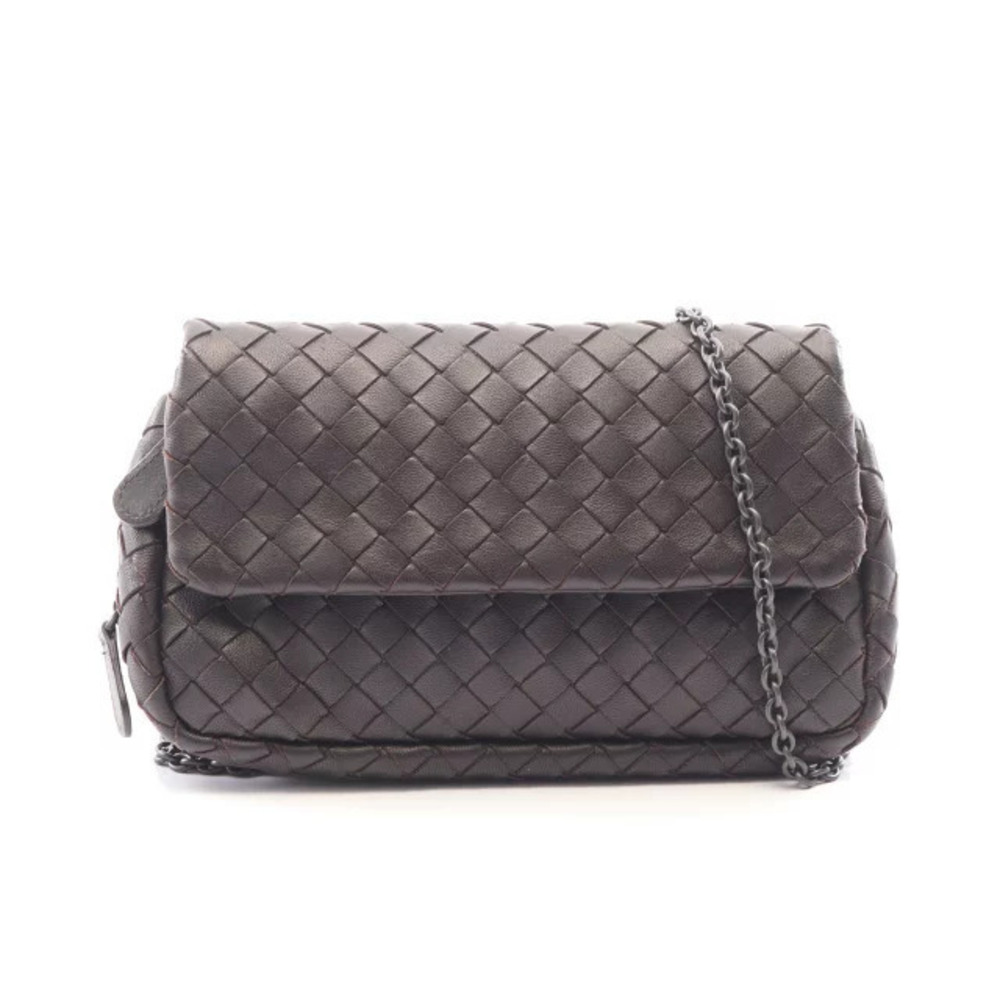 Bottega Veneta Intrecciato Shoulder Bag Leather Brown